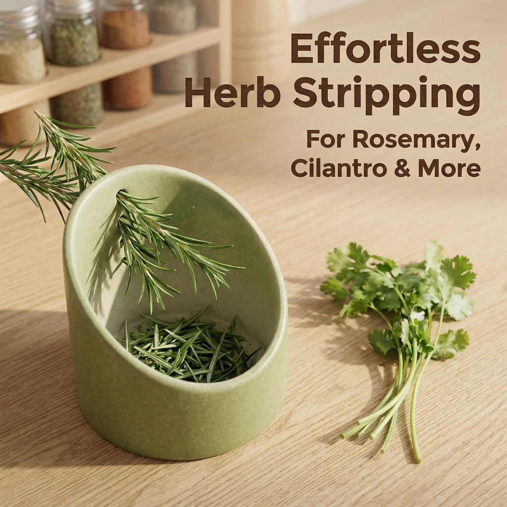 Ceramic Herb Stripping Bowl Multifunctional Leaf Remover for Kitchen
